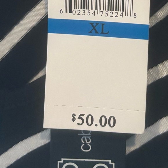 CABLE & GAUGE NEW WOMENS BLACK WHITE SHIRT TOP BLOUSE CASUAL SUMMER OFFICE SZ XL - Picture 3 of 4